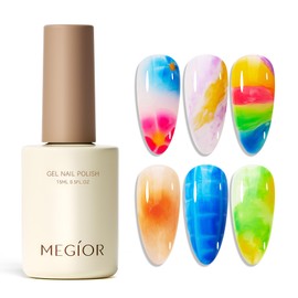 MEGIOR Blooming Gel 15ml UV LED Soak Off Nail Art Polish for Spreading Effect Marble Nail Polish Gel Paint Nail Designs for DIY Spring Summer Color Flower Watercolor Magic Beauty Gift