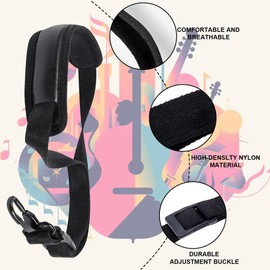 Adjustable Padded Saxophone Strap for Comfortable Wearing - Black, Fits Alto, Tenor and Soprano Saxophones