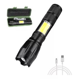 YUQING.FC Lampara Táctica Brillante 3000 Lumens Recargable Con Zoom