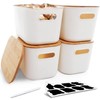 Citylife 4 PCS Storage Bins with Bamboo Lids Plastic Storage