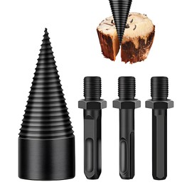 Wood Splitter Drill Bit 32 mm with 3 Pieces Drill Handles, Festberg Drill Bit Wood Splitter Original, Wood Splitter Drill, Cone Splitter Drill, Drill Cone Wood Splitter for Wood Cone Spl