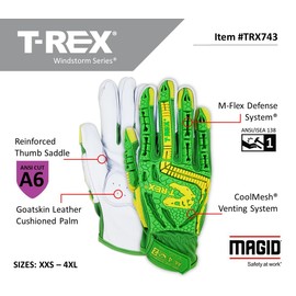 MAGID TRX743 ANSI A6 Cut-Resistant Windstorm Series® Hi-Vis Impact Gloves, 1 Pair, Size 6/XS
