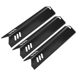 M METERXITY 3-Pack Grill Heat Plates Replacement Parts for Dyna-Glo, 15" Porcelain Steel Heat Tents Burner Cover for Uniflame, Heat Shields for Backyard Gas Grill [Black]
