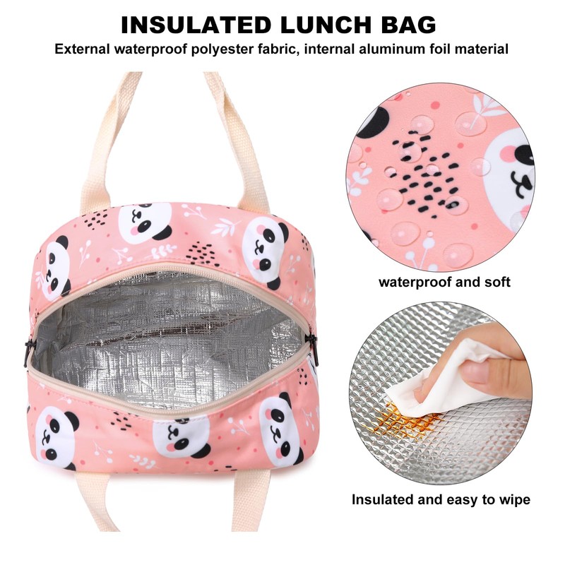 Panda - Bolsa de almuerzo aislada para mujer, reutilizable, para