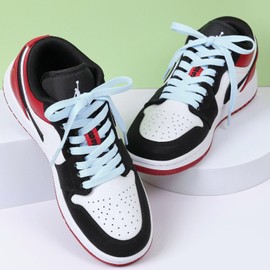 Stepace 2 Pairs Flat Trainer Shoe Laces 5/16" Wide Laces for Sneakers Sports Athletic Shoes - 15 Colors Shoelaces Light Blue 140