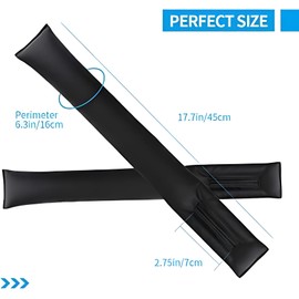 Black Car Seat Gap Filler, Premium PU Leather Leakproof Gap Stopper Anti-Drop Space Slot Filling Stripes Pad Plug Universal Fit for Vehicle Auto Car Seat（2 PCS ）