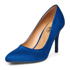 Trary Women’s High Heel Dress Pump Pointed Toe Shoe Classic Office Special Dressy Casual Royal Blue