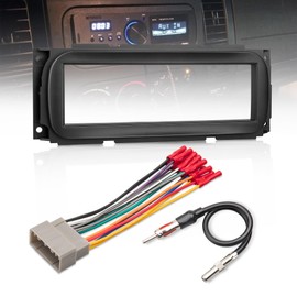 NuIth Single DIN Radio Dash Kit W/Radio Wiring Antenna Adapter for Select 2002-2007 Chrysler/Dodge/Jeep, Single Din Radio Mount Housing Bracket Trim Bezel Kit Installation Aftermarket Stereo