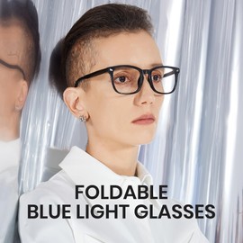 Cyxus Foldable Blue Light Glasses for Men Women Reduce Eye Strain UV Blocking for Computer Screen（8082T33 Black）