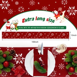 NOCHME Table Runner Christmas Red Waterproof Non-deformation Reusable Snowflakes Christmas Table Runner Winter Table Decoration for Indoor and Outdoor Home Holiday Party 33 x 274 cm