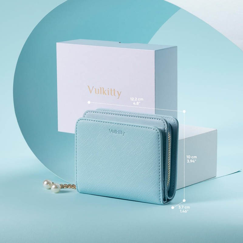 Vulkitty Purses for Women RFID Blocking Leather Bifold Card Wallet