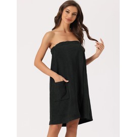 cheibear Womens Towel Wrap Robe Bathrobe Spa Towels for Shower Bath Gym Black XXL