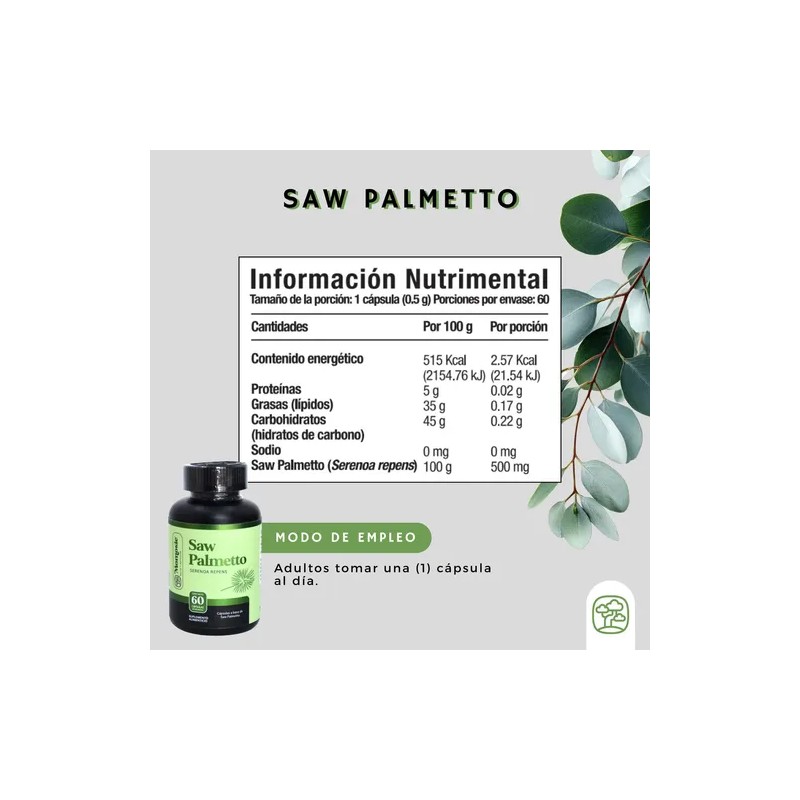 Saw Palmetto 60 Cápsulas | Salud De Próstata | 1000