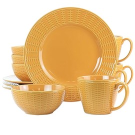 Gibson Home Cairo Sunset 12 Piece Ceramic Dinnerware Set in Orange