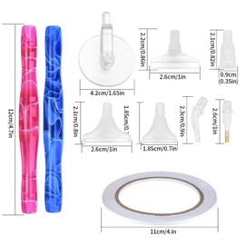 Siyurongg 16 Pcs 5D Diamond Art Painting Pen Kits, Metal Tips Diamond Art Painting Drill Pens Accessories Tools Kits, Screw Thread and Metal Brass Tips for DIY Craft, Comfort Grip, Pink+Blue
