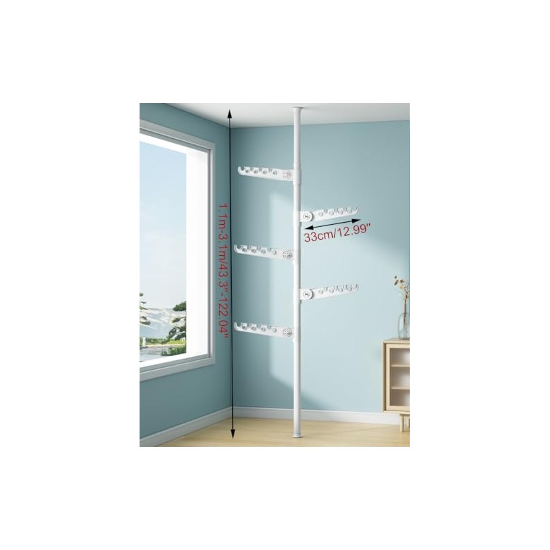 LIYIVNAA 5-Tier Clothes Drying Rack Telescopic Coat Hanger Garment Stand