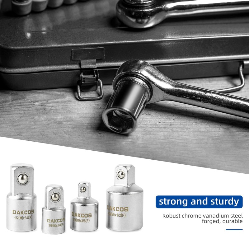 DAKCOS Socket Adapter Reducer Set, 4 Piece Socket Set, 1/2"