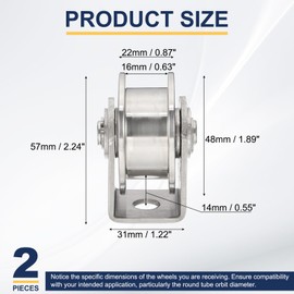 MECCANIXITY H Groove Wheel with Bracket, Stainless Steel Track Wheel Dia.1.9" Load 660 lbs Heavy Duty Rigid Caster for Inverted Rolling Gate Industrial Machines, 2 Pack