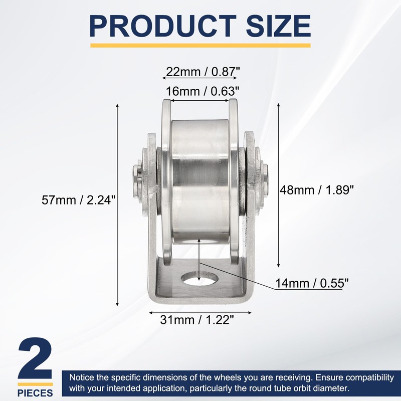 MECCANIXITY H Groove Wheel with Bracket, Stainless Steel Track Wheel