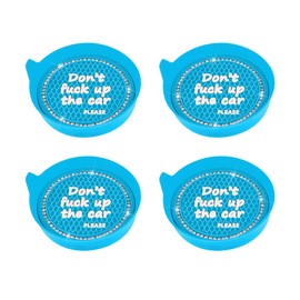 Zpana 4PCS Bling Car Cup Holder Coaster, Anti-Slip Silicone Vehicle Insert Mat with Crystal Rhinestone, 2.75 Inch Diamond Auto Drink Cup Coasters Accessories, Universal Fit (Light Blue)