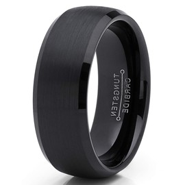 Metal Masters Co. Black Tungsten Carbide Dome Engagement Ring Wedding Band Comfort Fit 8mm 10