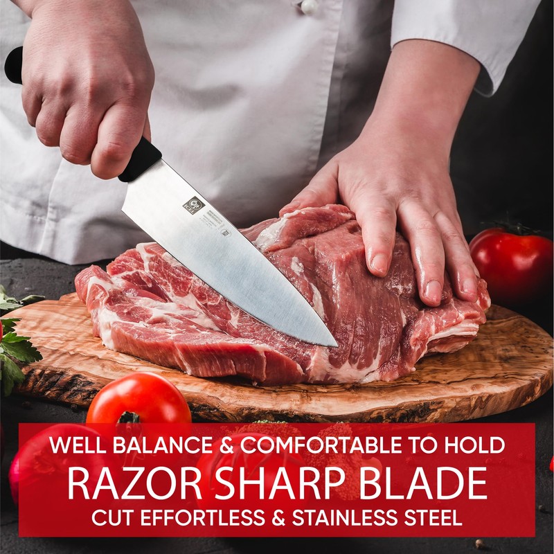 Chef knife. ICEL Cutlery 8-inch Chefs Knife.(Knife Care, Sharpening Instructions