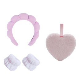 QZLSAYSL Haarband, Hautpflege-Armband, Hautpflege, Blasenhautentfernung, Haarband, saugfähiges Armband, Handtuch für das Gesicht, Rosa – Set (Rosa)