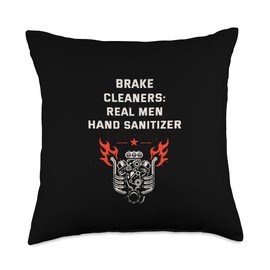 Garage Car Repair Car Lover Funny Car Mechanic Brake Cleaners Real Men Hand Sanitizer Car Mechanic Auto Throw Pillow, 18x18, Multicolor