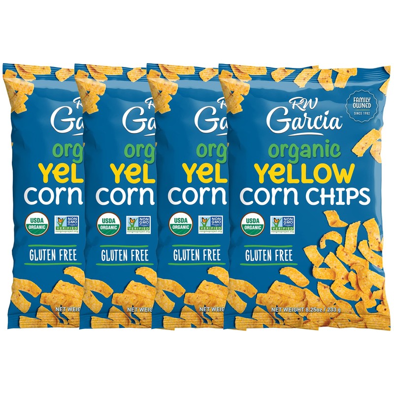RW Garcia Organic Yellow Corn Chips, Gluten Free, 8.25oz bags,