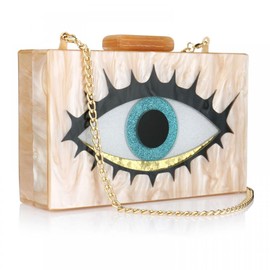 Gets Acrylic Clutch Purses for Women Eyes Evening Bag Glitter Box Clutch Purse Handbags Crossbody Bag (X White)