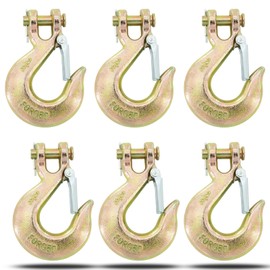 SEUNGCH 6 Pack Chain Hook with Safety Latch, 3/8" Heavy Duty Clevis Slip Hook, Forged G70 Clevis Chain Hook for Trailer Transportation Towing Winches, 18000LBS Capacity for Heavy Load