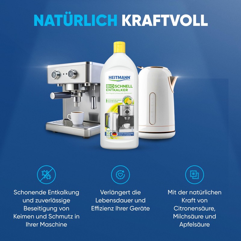 Heitmann organic quick descaler: cleaning of electrical appliances, coffee machines,