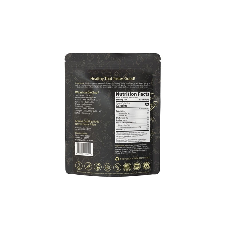 Pantry NLB Instant Mushroom Coffee 30 Servings w/Collagen, Lions Mane,