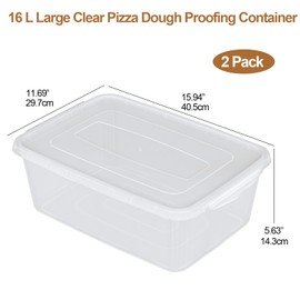 Asking 16 L Plastic Pizza Dough Proofing Box Container with Lid, 2 Pack