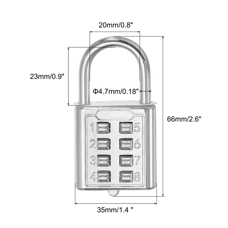 PATIKIL 8 Digit Button Combination Padlock, 4 Position Locking Mechanism