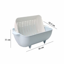 SUL Kitchen Strainer Colander Bowl Pasta Drainer Plastic Colander Multifunctional Double Layered Plastic Routable Strainer Bowl with Handles Rinsing Pasta, Vegetables wash Colander (Blue)