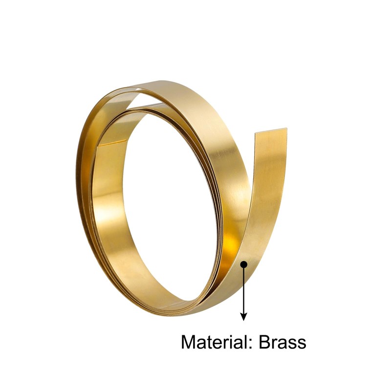 sourcing map Brass Sheet Roll, 2000mm x 10mm x 0.2mm