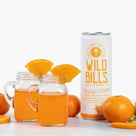 Wild Bill's Orange Cream Soda Classic Craft Soda Pop Soft Drinks, Creamsicle Sodas Made with Pure Cane Sugar, Caffeine Free, NO High Fructose Corn Syrup, Gluten Free, Vegan, Low Sodium, 12 Oz 4 Pack