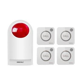 Strobe Siren Alarm Home Caring Loud Outdoor SOS Alert System 1 Red Flashing Siren,4 Remotes Panic Button, 4 Emergency Button for Store Home Hotel Jewelry Shop Security