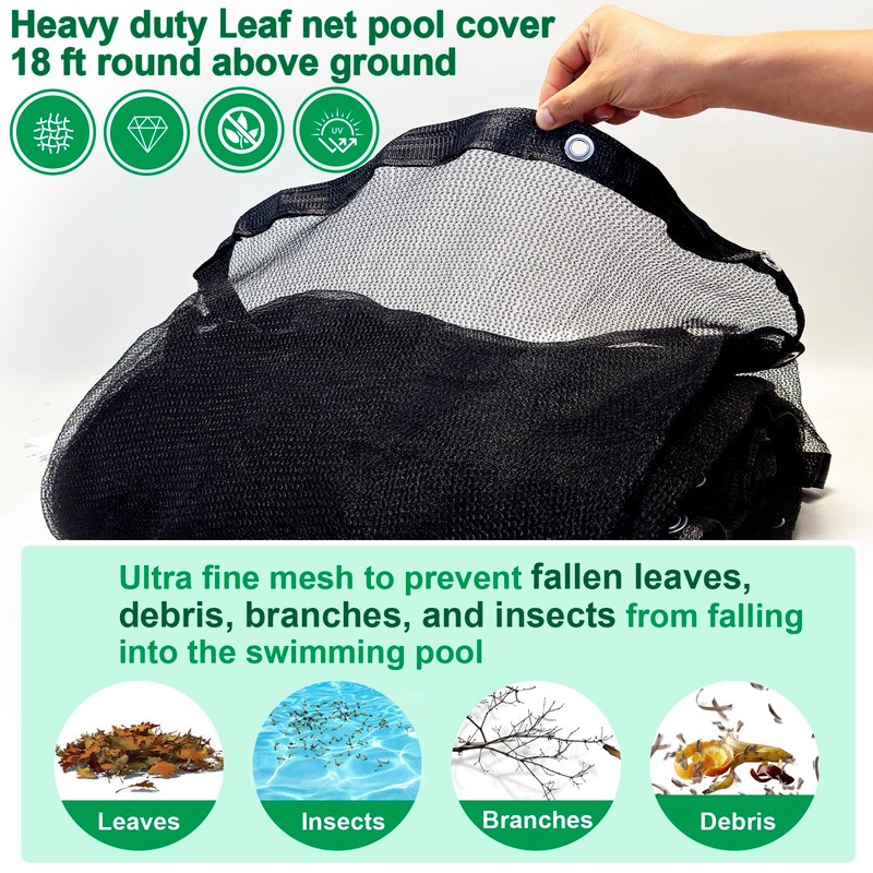 Mesh Pool Covers for Above Ground Pools 18 Foot, Heavy-Duty