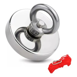Yuhuangcheng Imán Neodimio Súper Magnético 120kg Gancho Pesca 60mm+cordón Kit De Imán De Pesca Magnético Con Imán Súper Fuerte Para Tirar De Grado Magnético Para Pesca Magnética Y Salvamento En Río
