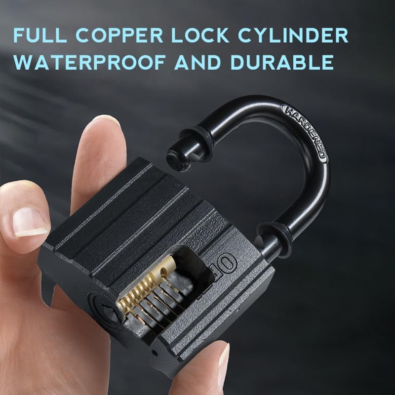 Heavy Duty Padlock with 3 Keys, Weatherproof Pad Lock for