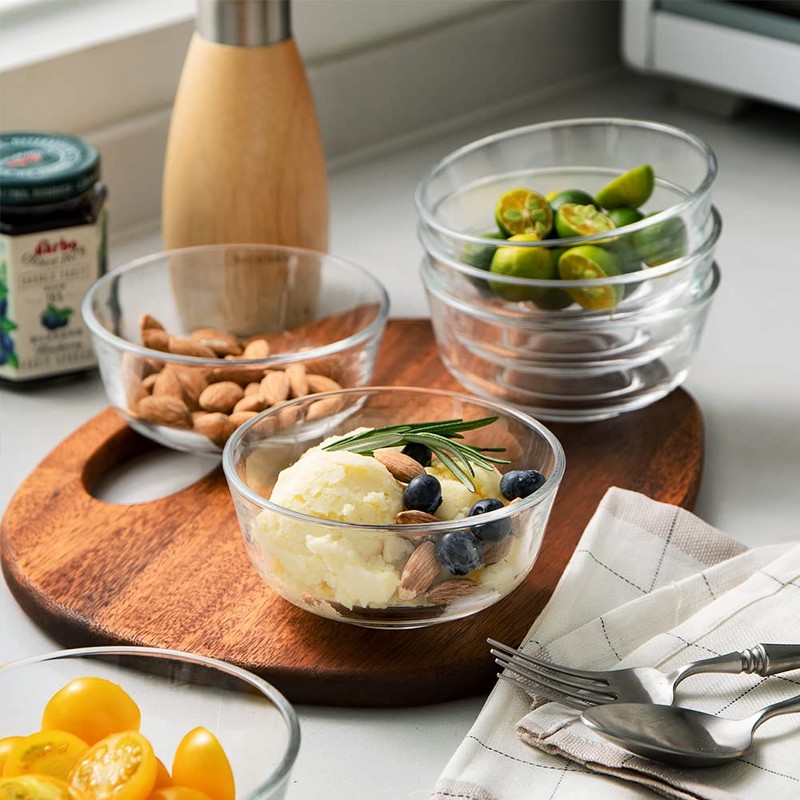 SWEEJAR 8 oz Glass Bowls Set(6 pack),Small for Kitchen,Dessert for