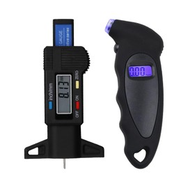 Digital Tyre Pressure Gauge 150 PSI & Tyre Tread Depth Gauge - LCD Display for Cars, Trucks, Motorbikes & Bicycles - Backlit Screen, Non-Slip Grip, 0-25.4 mm Tread Depth Measurement Tool