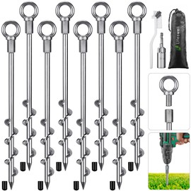 Lifeswell 12 Inch Ground Anchors, 8 Pcs Heavy Duty Tent Stakes, Easy to Install and Reusable, for Camping Tents, Trampolines, Sheds, Swing Sets, Securing Animals