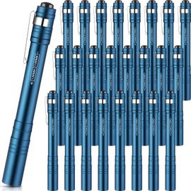 Rossesay 24 Pack Mini Pen Flashlights Bulk LED Pen Lights Aluminum Pocket Flashlights with Clips Small Handheld Torches Gifts for Camping Hiking Emergency Outdoor (Navy Blue)