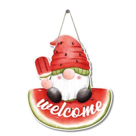 Summer Watermelon Door Sign, Watermelon Gnomes Sign, Wooden Welcome Decor Sign, Summer Decorations for Home, Hanging Front for Door Decoration Welcome Wood Sign Wall Decor Indoor Porch