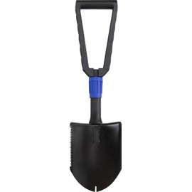 Marshalltown Proscape Round Point Folding Shovel, Garden and Snow Tool, Heavy Gauge Powder Coated Carbon Steel, Angled Blade with Serrated Edge, Ultra-Low Profile Compact Design, 23 Inches, FOLDRPS