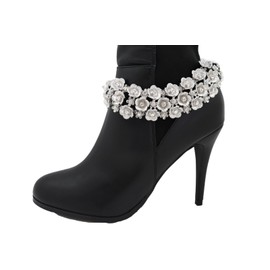 Unbranded Women Silver Metal Chain Boot Bracelet Anklet Shoe Flowers Charm Bridal Jewelry