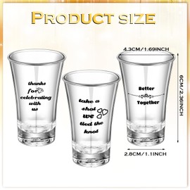 Gejoy 50 Pcs 1.2 oz Wedding Shot Glasses for Guests with Thank You Tags and Organza Bags for Wedding Bridal Party(Black)